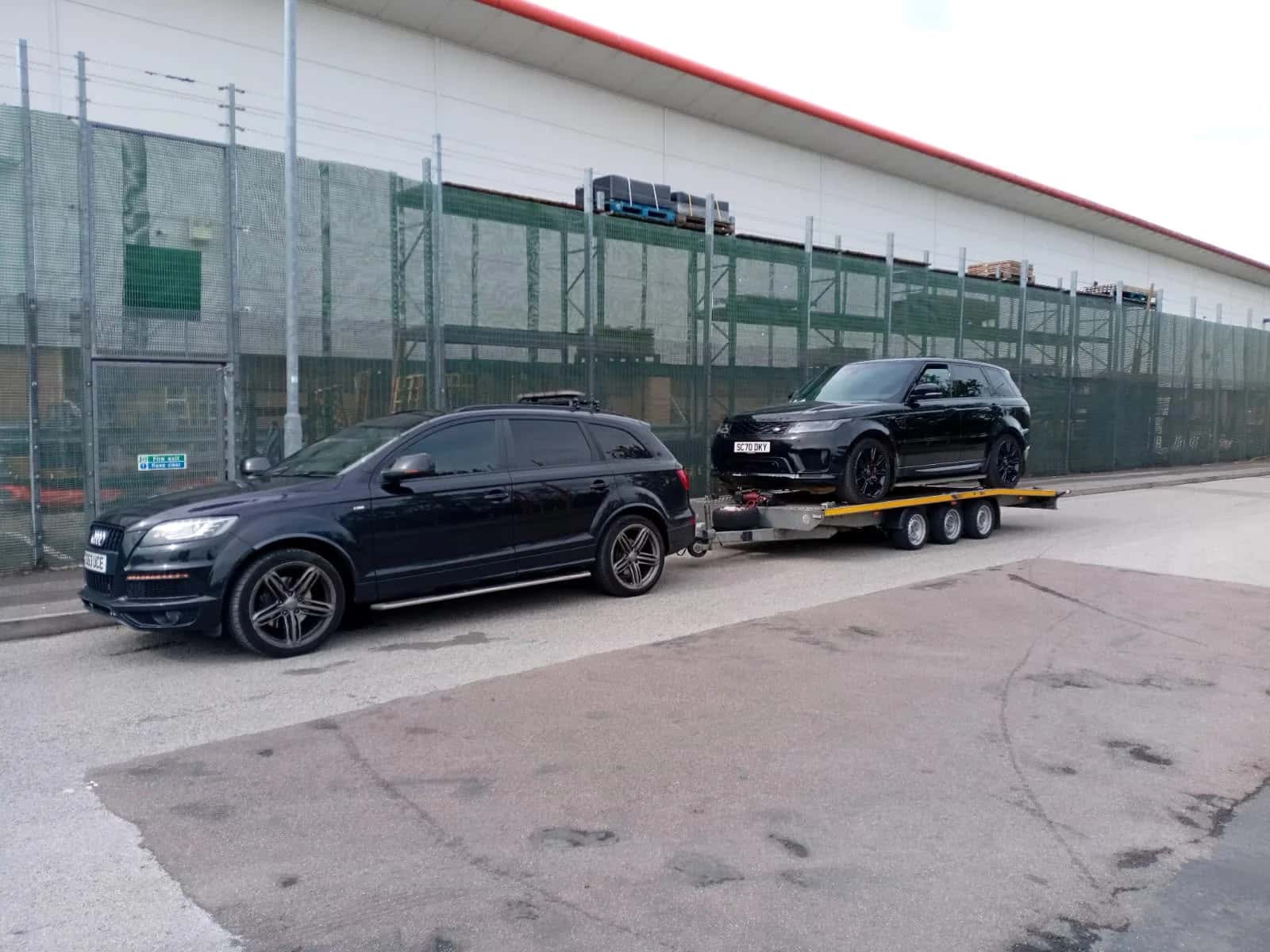 Range Rover secured on a KYS Recovery trailer